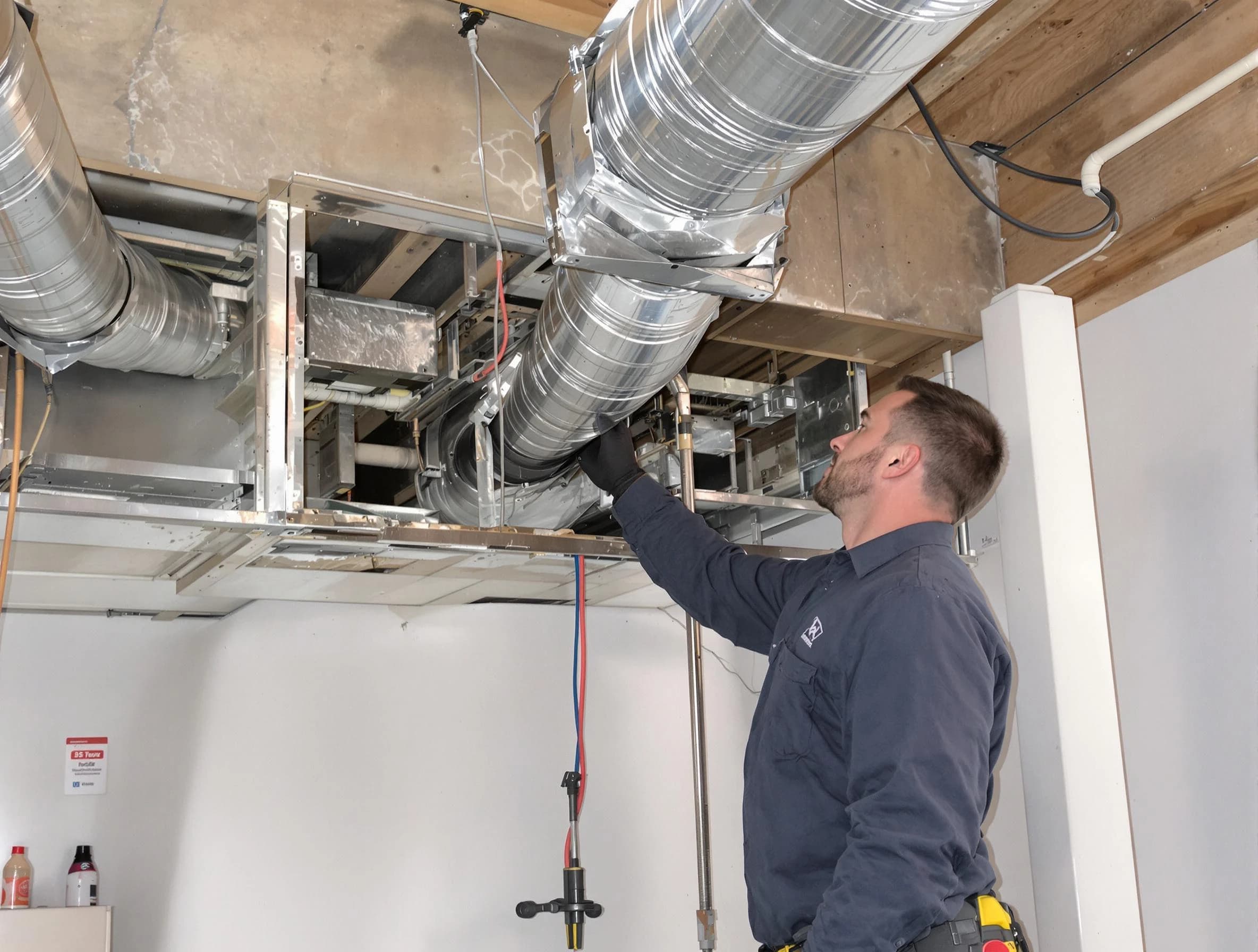 Roxborough Park Air Duct Cleaning technician performing professional air duct repair using specialized tools in Roxborough Park