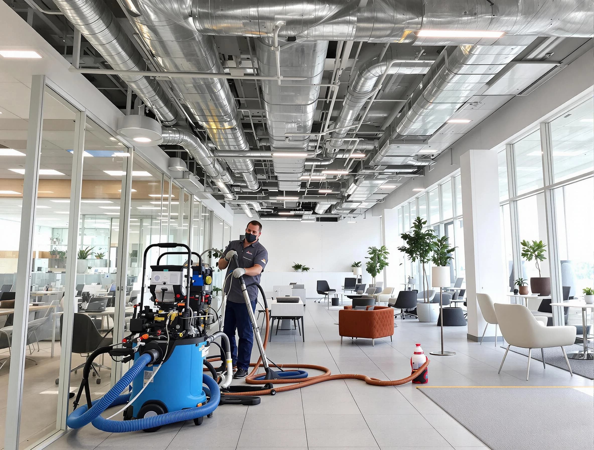 Roxborough Park Air Duct Cleaning team conducting comprehensive commercial duct cleaning at a business location in Roxborough Park